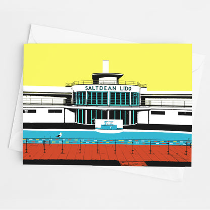 Saltdean Lido Greeting Card - Yellow