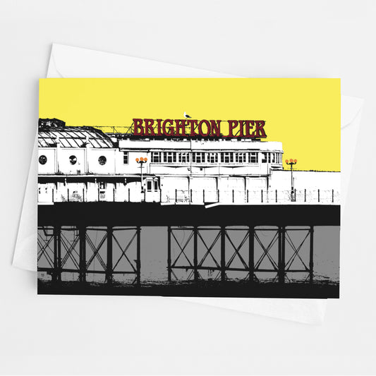 Palace Pier Greeting Card - Yellow