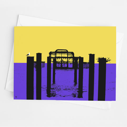 West Pier Greeting Card - Yellow