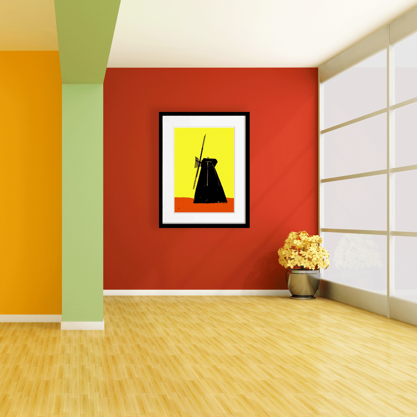 Rottingdean Windmill Print - Yellow