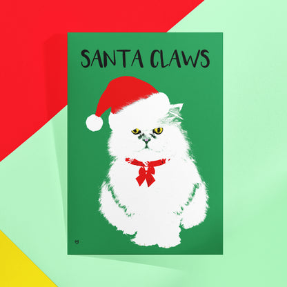 Santa Claws Christmas Card - Green