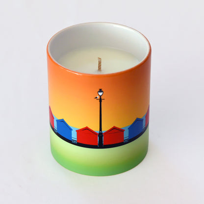 Brighton Luxury Ceramic Candle - Hove Beach Huts Orange Gradient by Billy Brighton