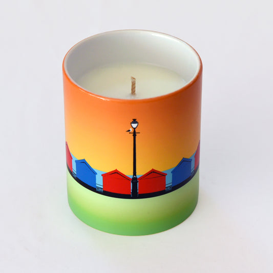 Brighton Luxury Ceramic Candle - Hove Beach Huts Orange Gradient by Billy Brighton