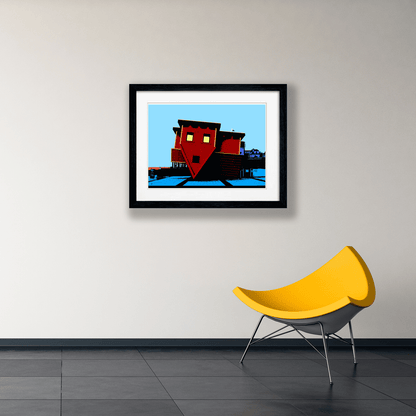 The Upside Down House Brighton Art Print - Blue