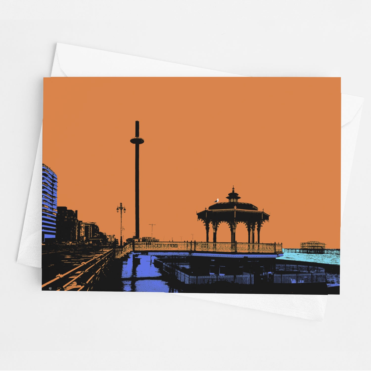 Brighton Bandstand Greeting Card - Orange