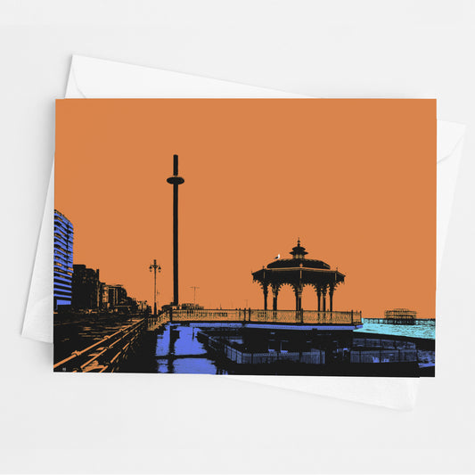 Brighton Bandstand Greeting Card - Orange