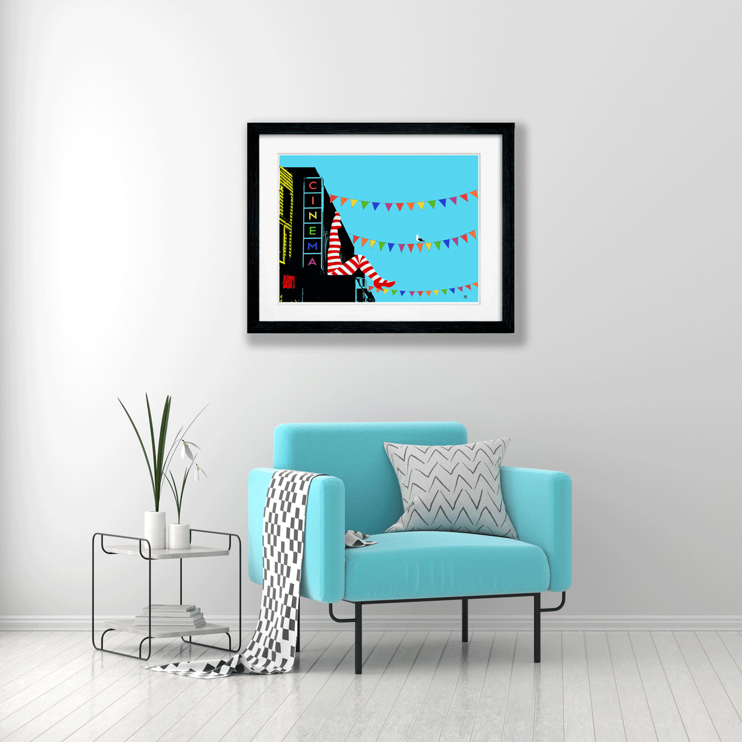 Brighton Striped Can-Can Legs Art Print - Blue