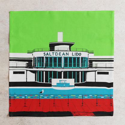 Saltdean Lido Napkin - Green Billy Brighton by Stef Kerswell