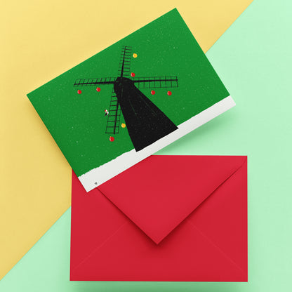 Rottingdean Windmill Christmas Card - Green