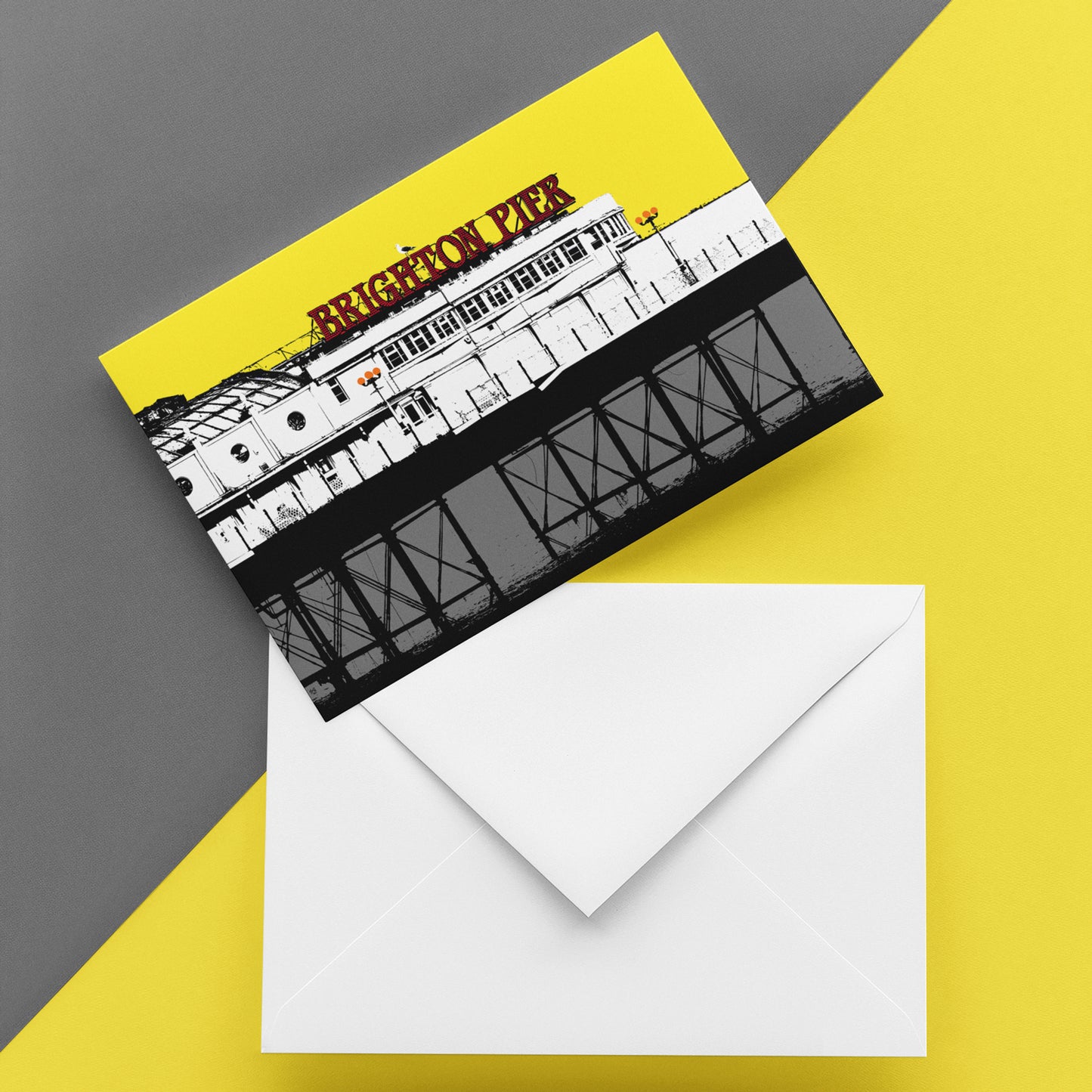 Palace Pier Greeting Card - Yellow A5